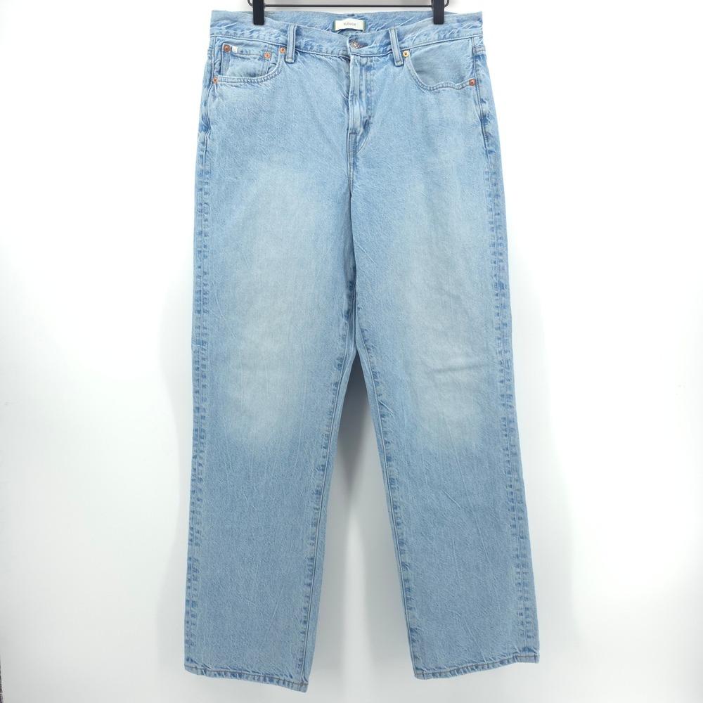 AE77 Slouch Women Jeans 10 Light Blue Relaxed Straight Leg Denim